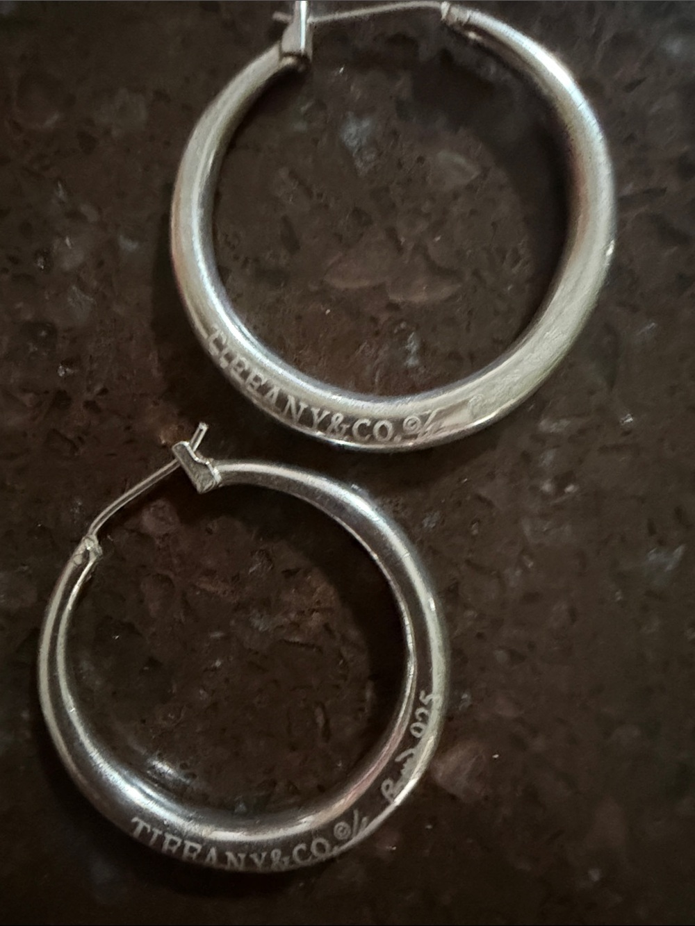 Tiffany & Co. Sterling Silver Engraved Hoop Earrings vintage